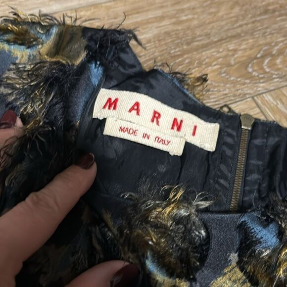 MARNI Silk Printed Polka Dot Fringe Runway Shift - Picture 2 of 8